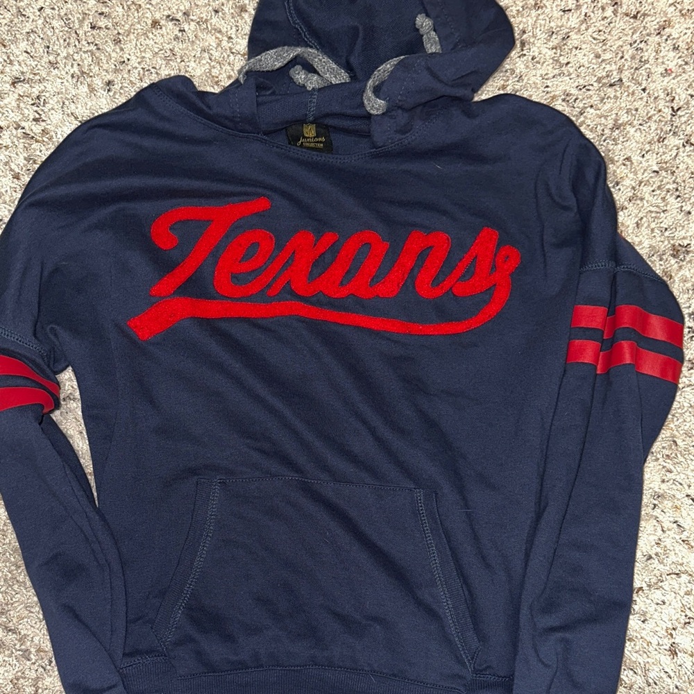 Texans Navy Blue and Red Hoodie